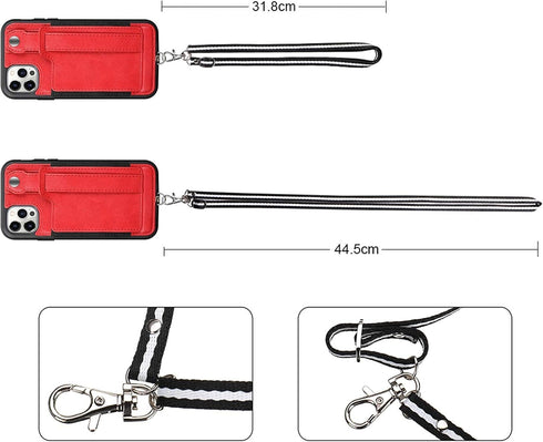 TOOVREN for iPhone 12 Pro Max for Women and Girls with Card Holder Kickstand Adjustable Lanyard Neck Strap, Phone Protective Back Cover for iPhone...